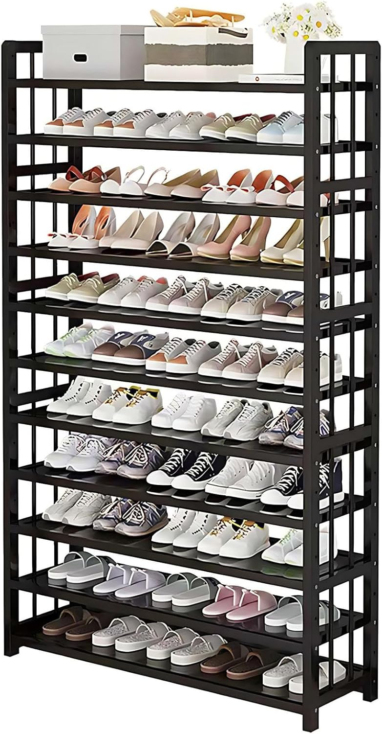 7-Tier Shoe Cabinet with Doors, Large Shoe Storage Cabinet for Entryway, Bamboo Shoe Organizer Storage for 36-40 Pairs, Modern Freestanding Shoe Rack for Hallway, Living Room, Closet