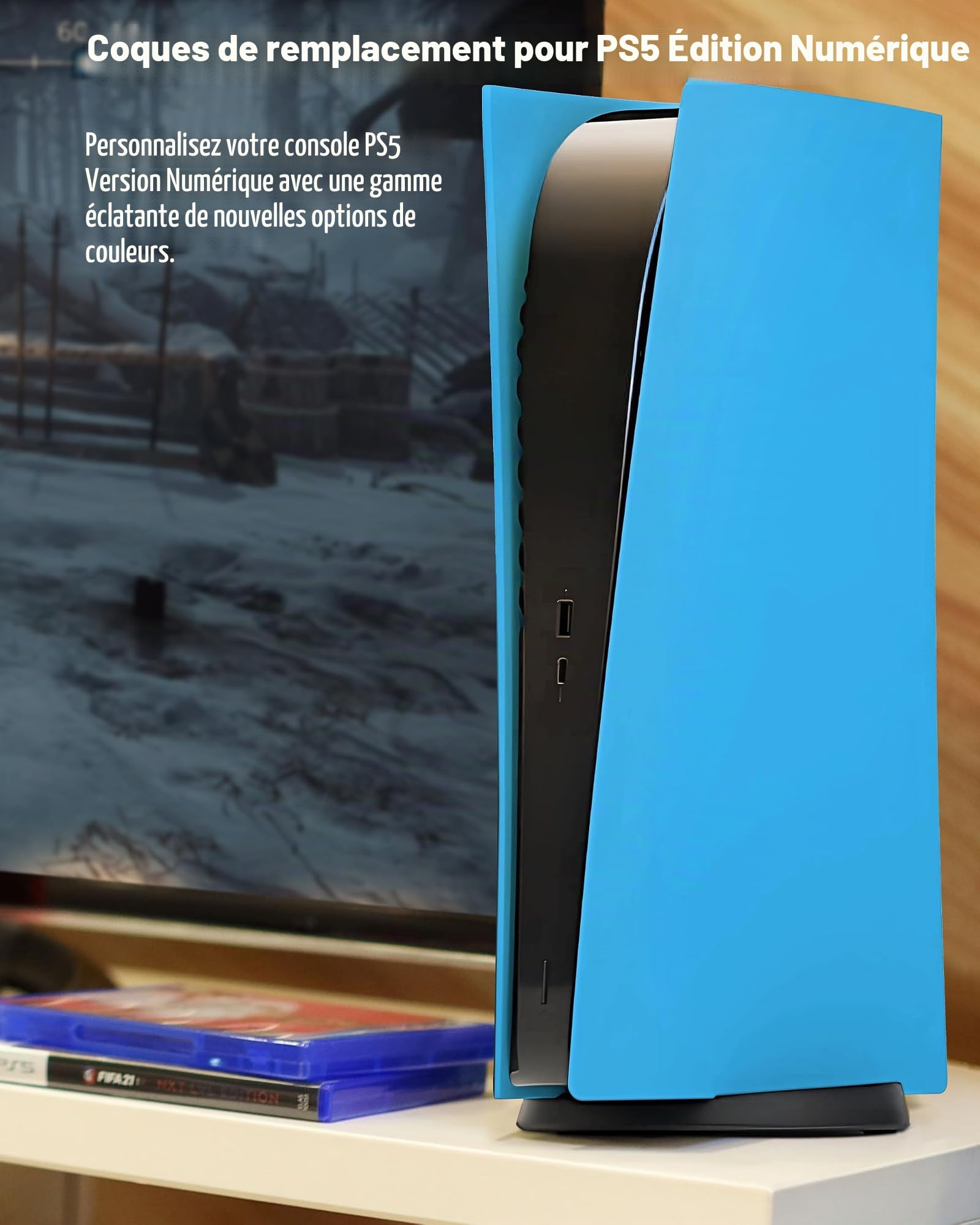 Joso Plaque frontale pour PS5 Version numérique, anti-rayures et anti-poussière - Coque de rechange pour console PS5, plaques pour accessoires PS5, installation facile