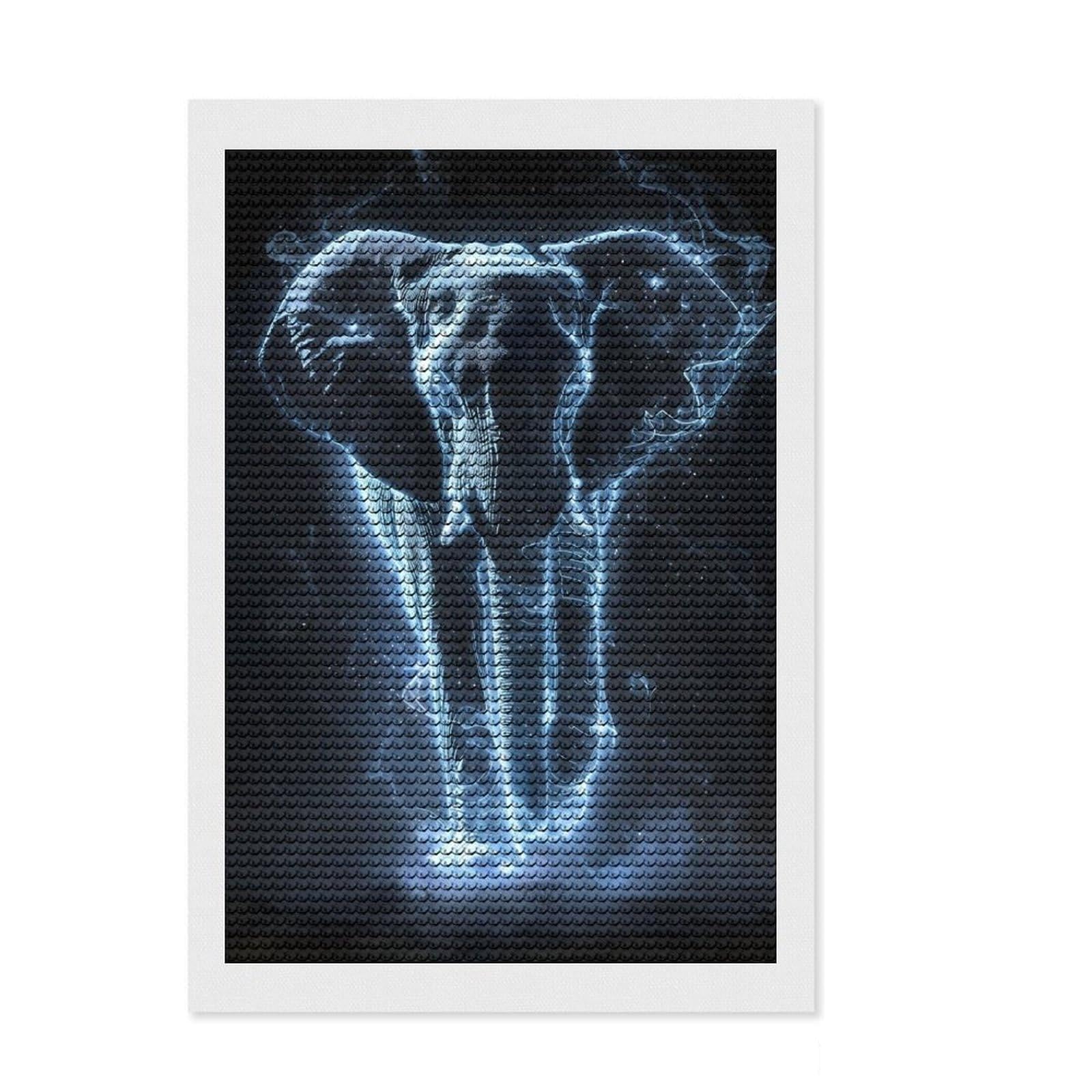 Junmoney Luminescent Elephant Stomp DIY Diamond Art Canvas Kit 8"x12", Easy to Follow Symbols, Finish and Display, Creative Leisure Activity