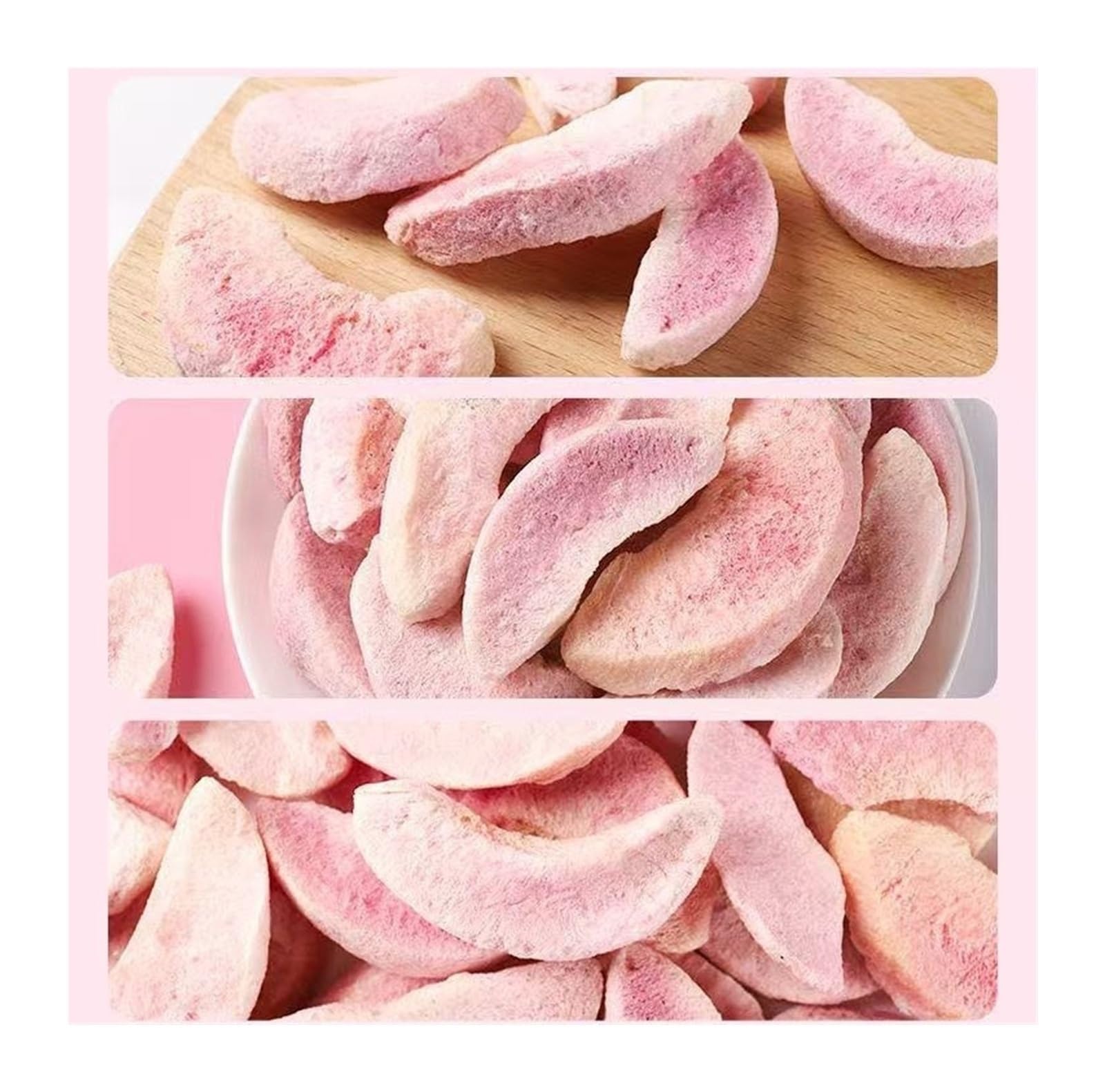 Melocotones liofilizados en rodajas gruesas 45 g, que conservan el sabor fresco y natural de la fruta, ligeros y crujientes(10pcs)