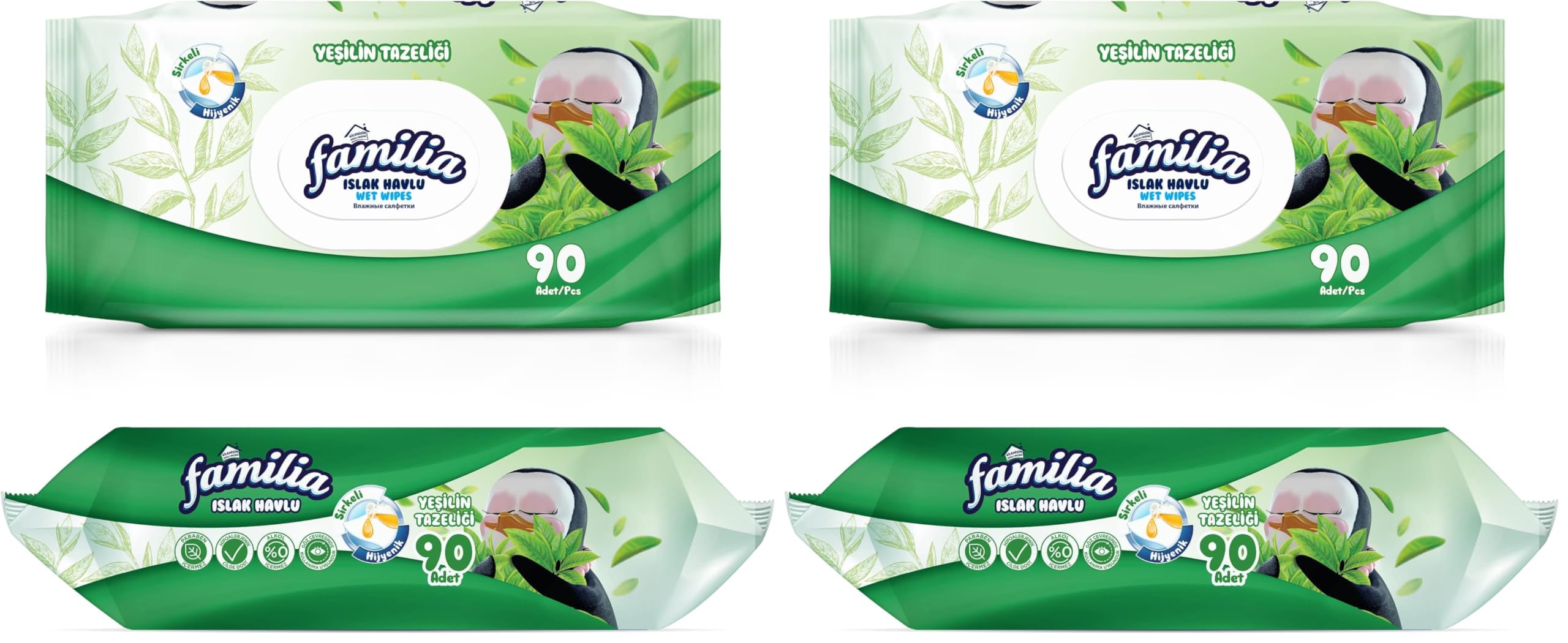 Familia Islak Havlu Yeşilin Tazeliği 90 Yaprak 2li paket