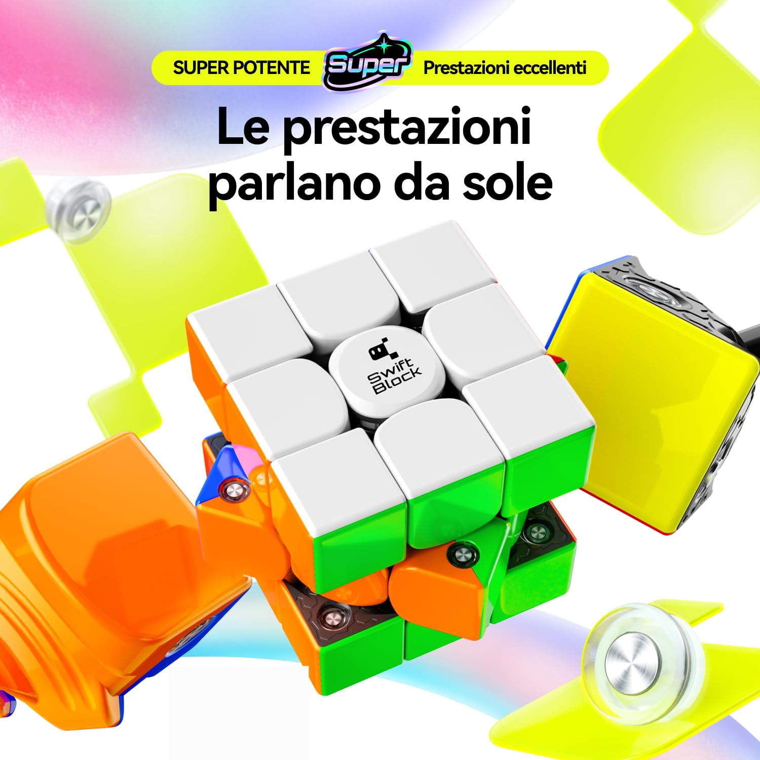 Cubo di Velocità Professionale Magnetico 3x3 Super Maglev con 71g Leggero, 76 Magneti Integrati, Rotazione Fluida, Speed Cube Ideale per Principianti e Bambini, Idea Regalo (Superficie UV)