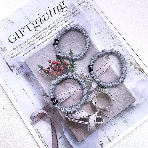 Miniatura 4 de 100% puro Muberry seda coletero multicolor (tamaño pequeño, plateado, 3 piezas)