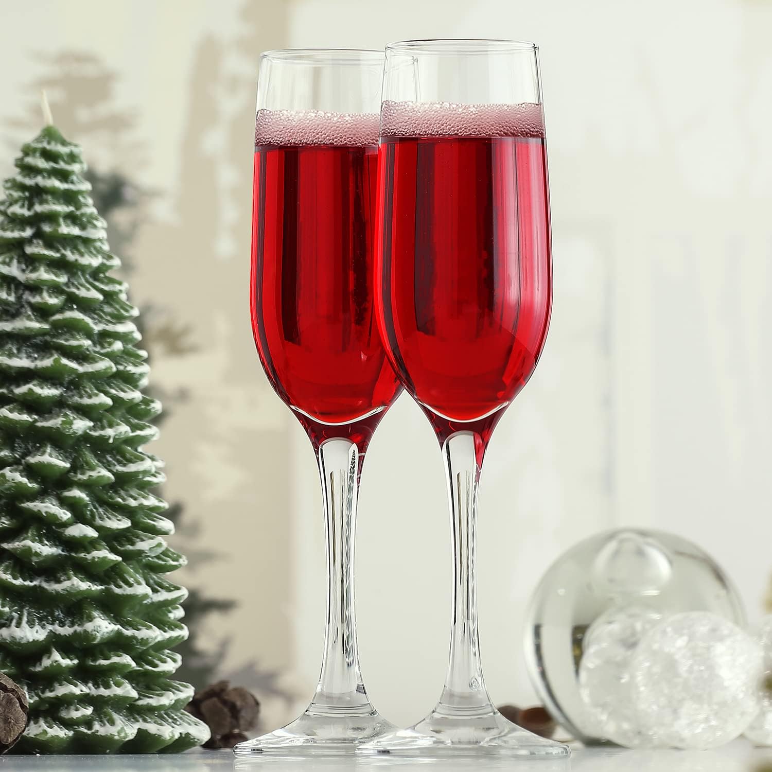 LAV Champagne Flutes Glass Set of 6 - Clear Champagne Glasses 7.25 oz - Mimosa Glasses with Classic Elegant Design - Prosecco Glasses for Wedding Parties and Fancy Events