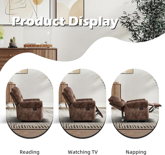 Sillón Reclinable Manual, Tela Suave, Tan miniatura 7