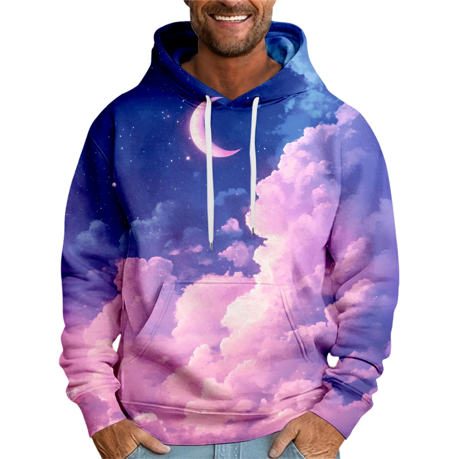 Womens print oversized sweatshirt pulóver azul de moda casual para otoño 5
