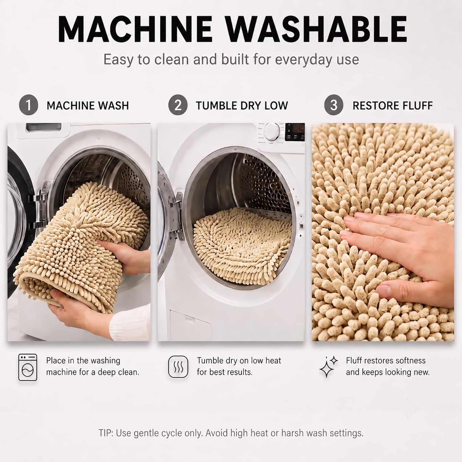 Juego de 2 alfombras de baño, superabsorbentes, suaves, gruesas, lavables a máquina, alfombra de baño de felpilla antideslizante, tapetes de baño para baño, 20 x 32 pulgadas más 20 x 20