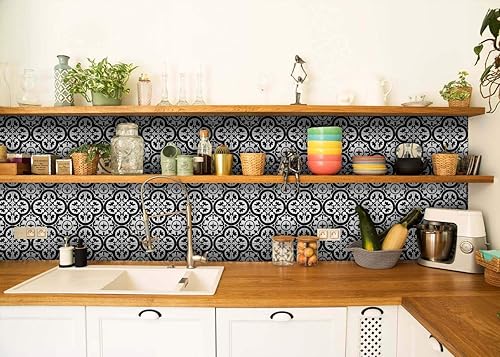 Miniatura 2 de Mi Alma - Calcomanías para azulejos en blanco y negro, 24 unidades, para azulejos en muro, para baño y cocina, simplemente despegar para decoración