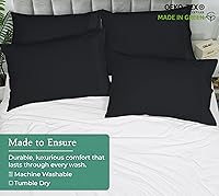 Vista 8 de Royale Linens Juego de 2 fundas de almohada estándar – Fundas de almohada de cama – 20 x 26 pulgadas – Fundas de almohada negras – 1800 microfibra