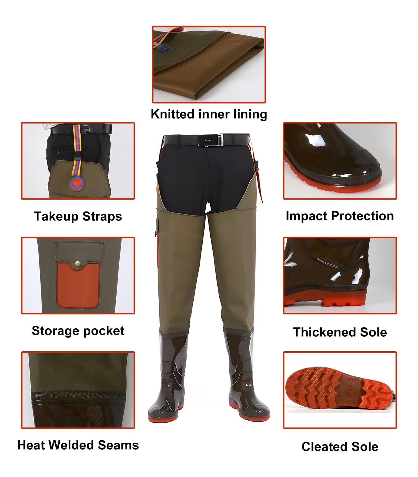 Pantaloni da Pesca all'aperto, Comodi Pantaloni da Pesca, robusti Pantaloni da Pesca da Uomo Senza perdite, per la Caccia, Le paludi, la Pesca e l'agricoltura (9)