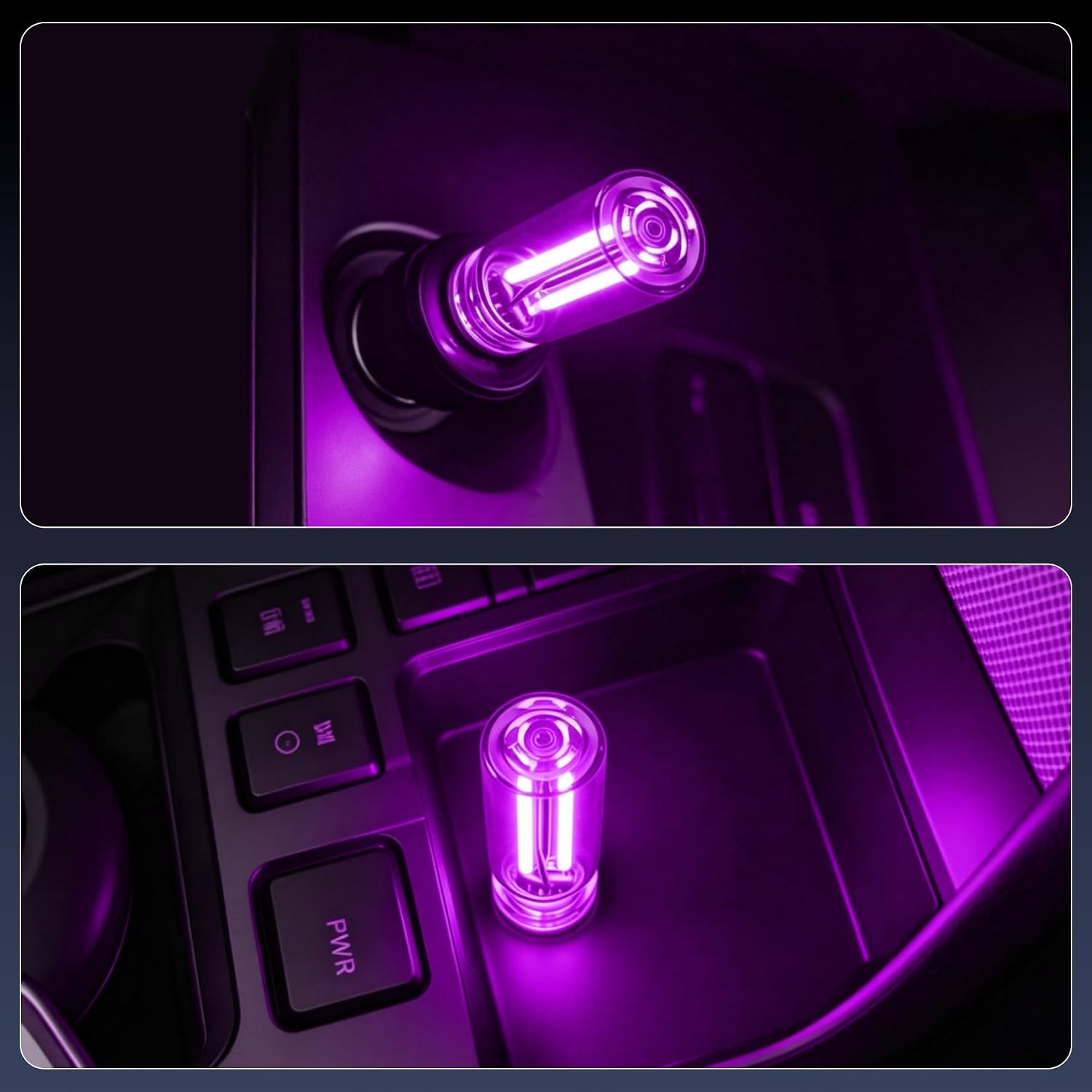 iFunyLED Car Interior USB LED Night Light, Portable Touch dimmable Car Ambient Lighting Kit, Retro Mini Transparent Glass Bottle Lamp Decorations for Vehicle Camping Bedroom Hallway, Pack of 2(Purple) image 5