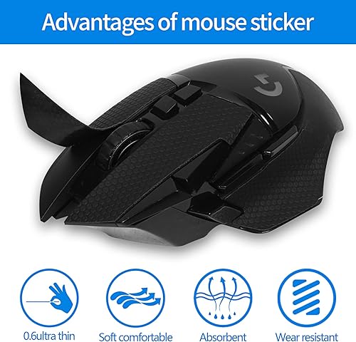 Miniatura 3 de JHK Cinta de agarre para mouse L ogitech G502 Gaming Mouse Skins, absorción del sudor, antideslizante, fácil de rasgar sin dejar adhesivo, Logitech