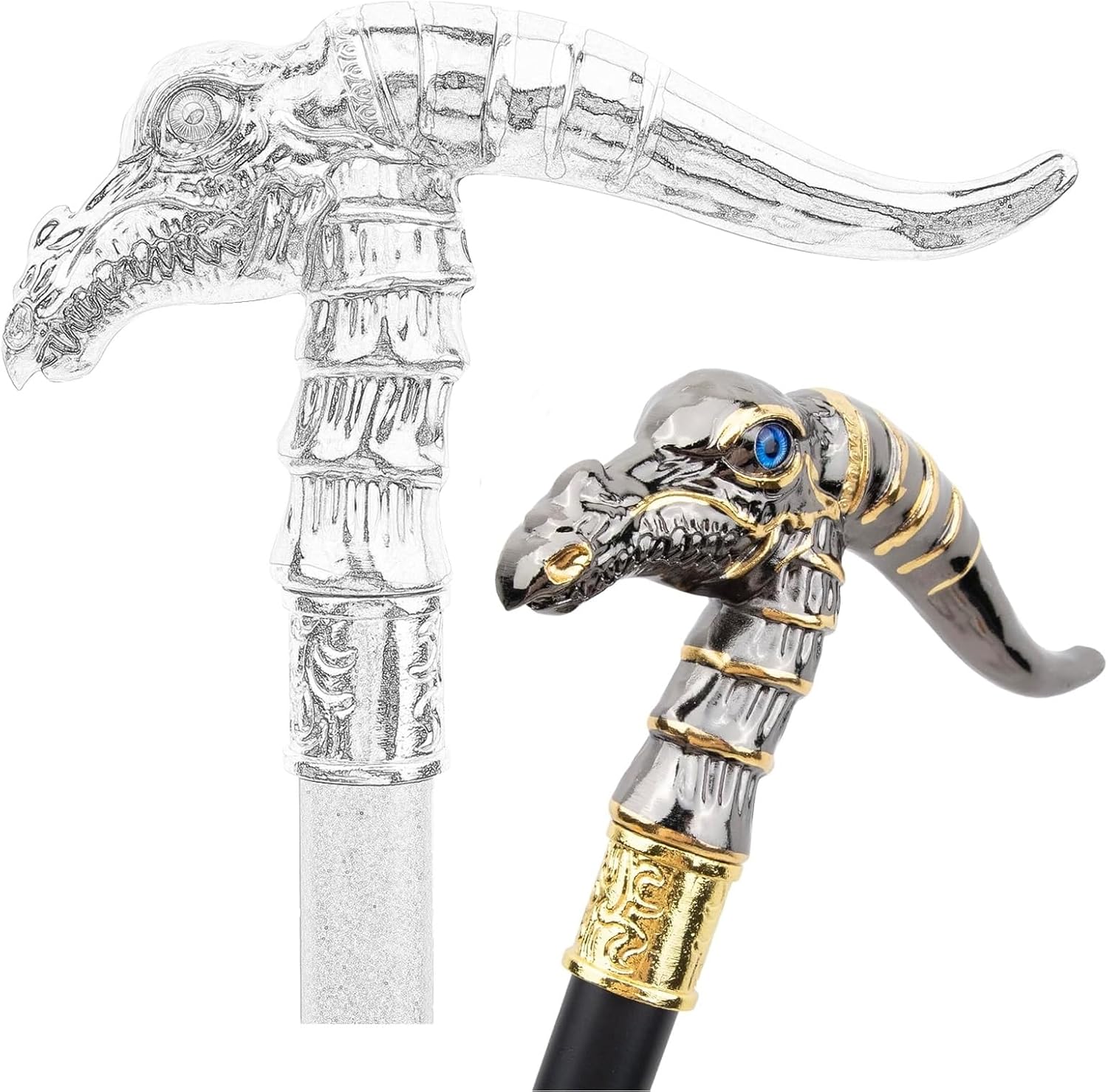 36.61in Golden Black Dinosaur Walking, Cane Fashion Decorative Walking Stick Gentleman Elegant Cosplay Cane Knob Crosier