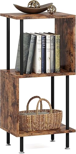 Estantería para libros, moderna estantería pequeña para espacios pequeños estantería de madera en forma de S estantería de esquina para sala de