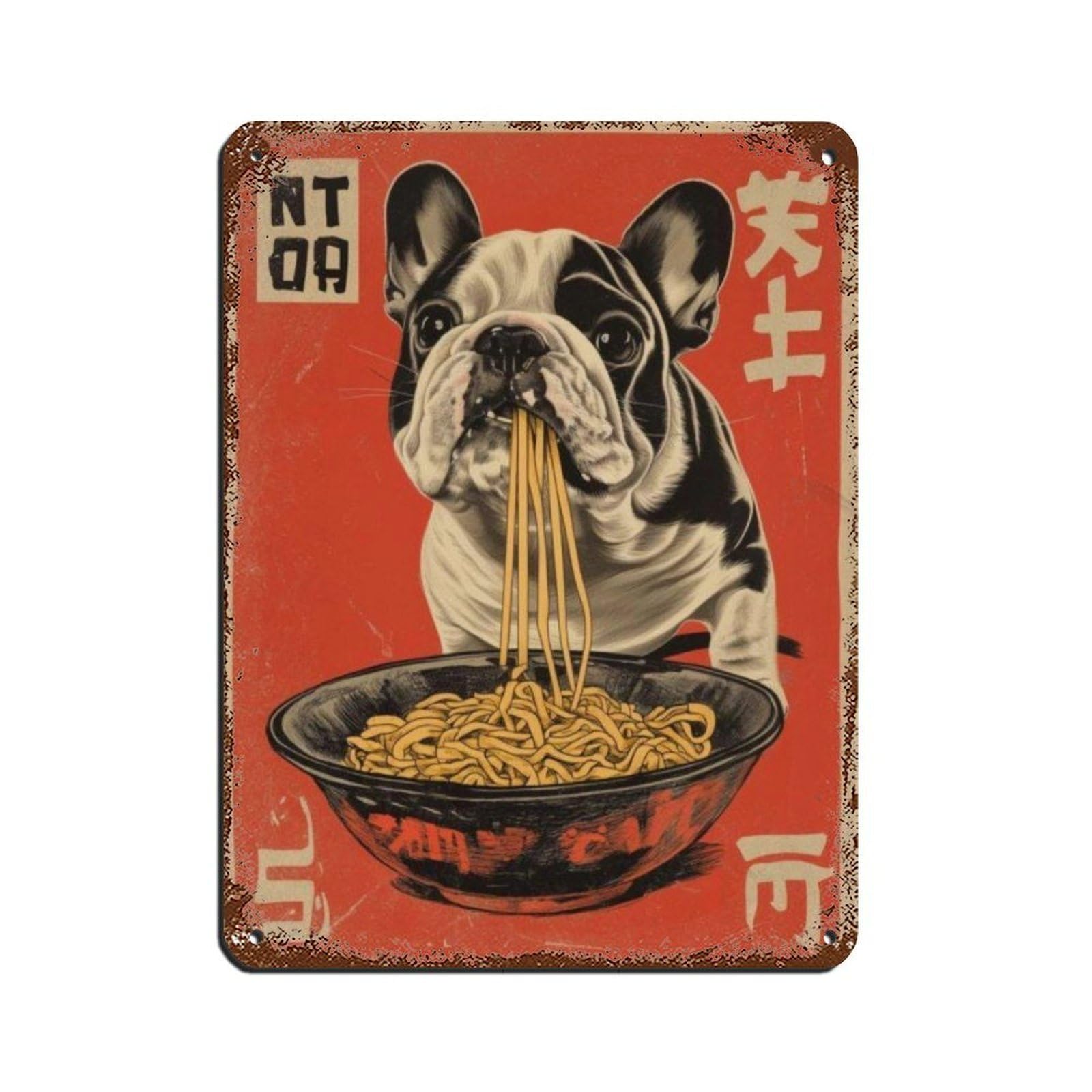 Lxwnze 30L X 40W Cm Cute Poster Noodle Food, Tin Sign Vintage Metal Pub Club Cafe Bar Home Wall Art Decoration Poster Retro 12X16inch(30X40cm)