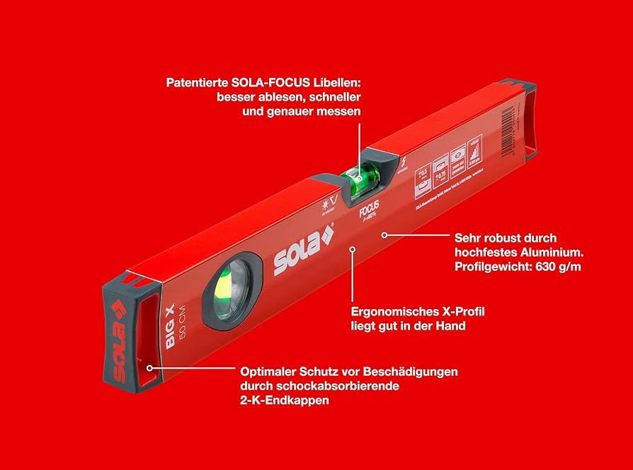 +Sola。 SOLA LSB7832 Big Red Aluminum Box Beam Level Jamb Set with 3