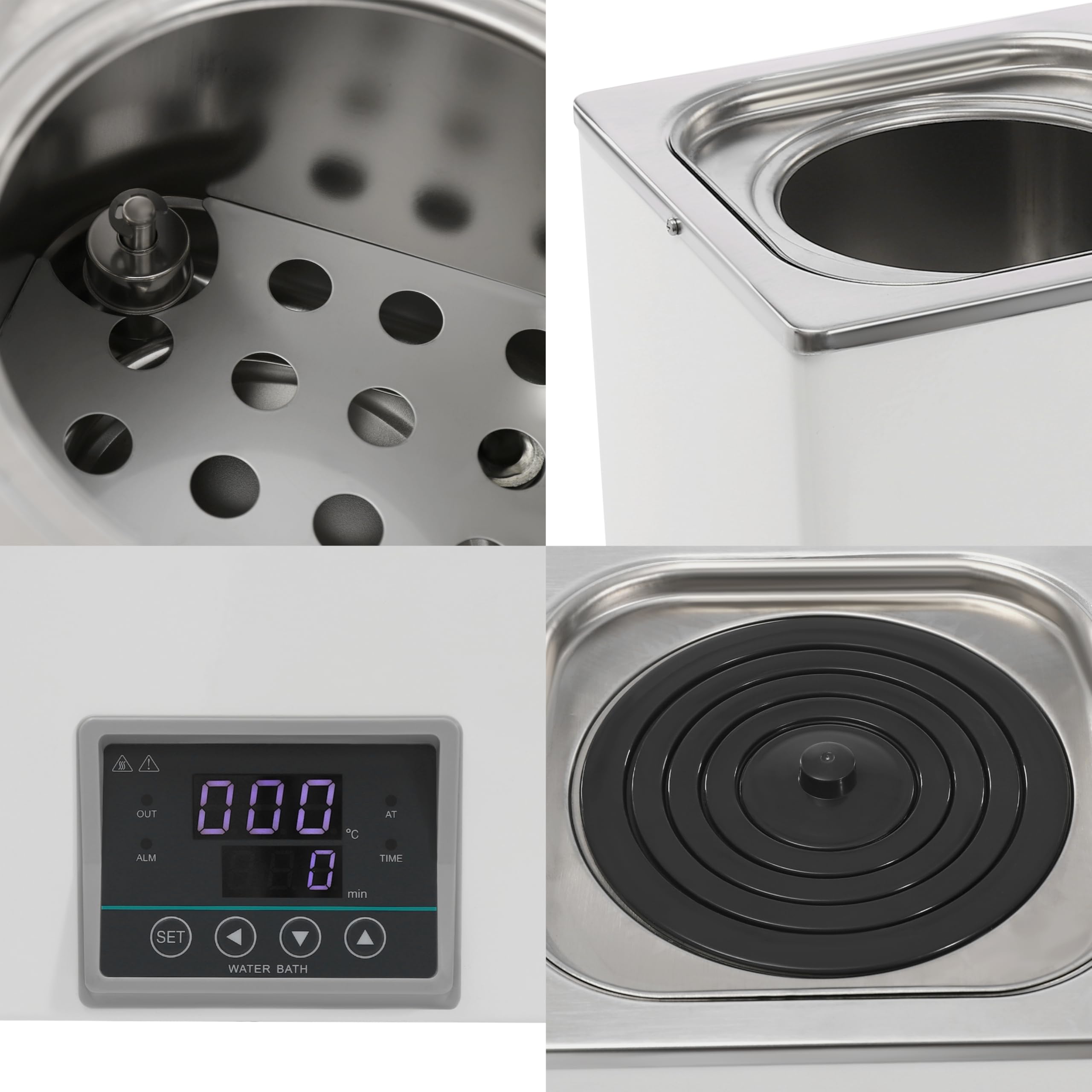 300W 3L Elektrische Wasserbadheizer mit Edelstahl Heizungsrohr, 0-100℃ Temperatur-Einstellung Laborbäder Wasserbäder Wasserbad Topf mit LED-Bildschirm, Thermostatisches Wasserbad mit mit Timerfunktion