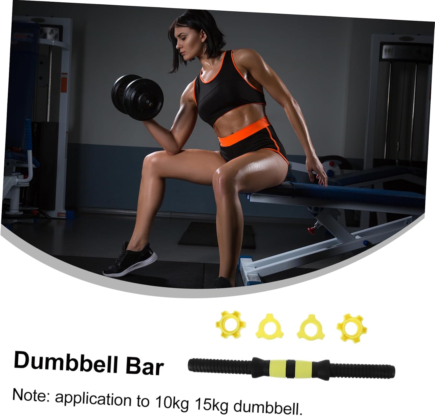 1pc Dumbbell Connecting Rod Nonslip Grip Barbell Bar for Strength Training Material Easy to Install Extension for Arms Shoulders and Back Workouts