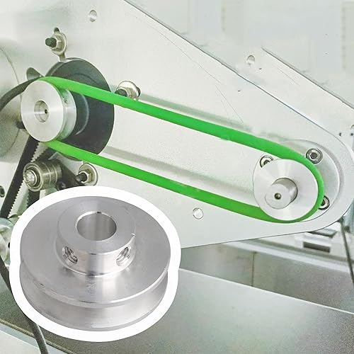 Miniatura 6 de CNBTR 1.2x0.6x0.3 in aleación de aluminio de plata 0.3 in fijo sola rueda de polea en forma de V de orificio único para eje de motor 0.1-0.2 in PU