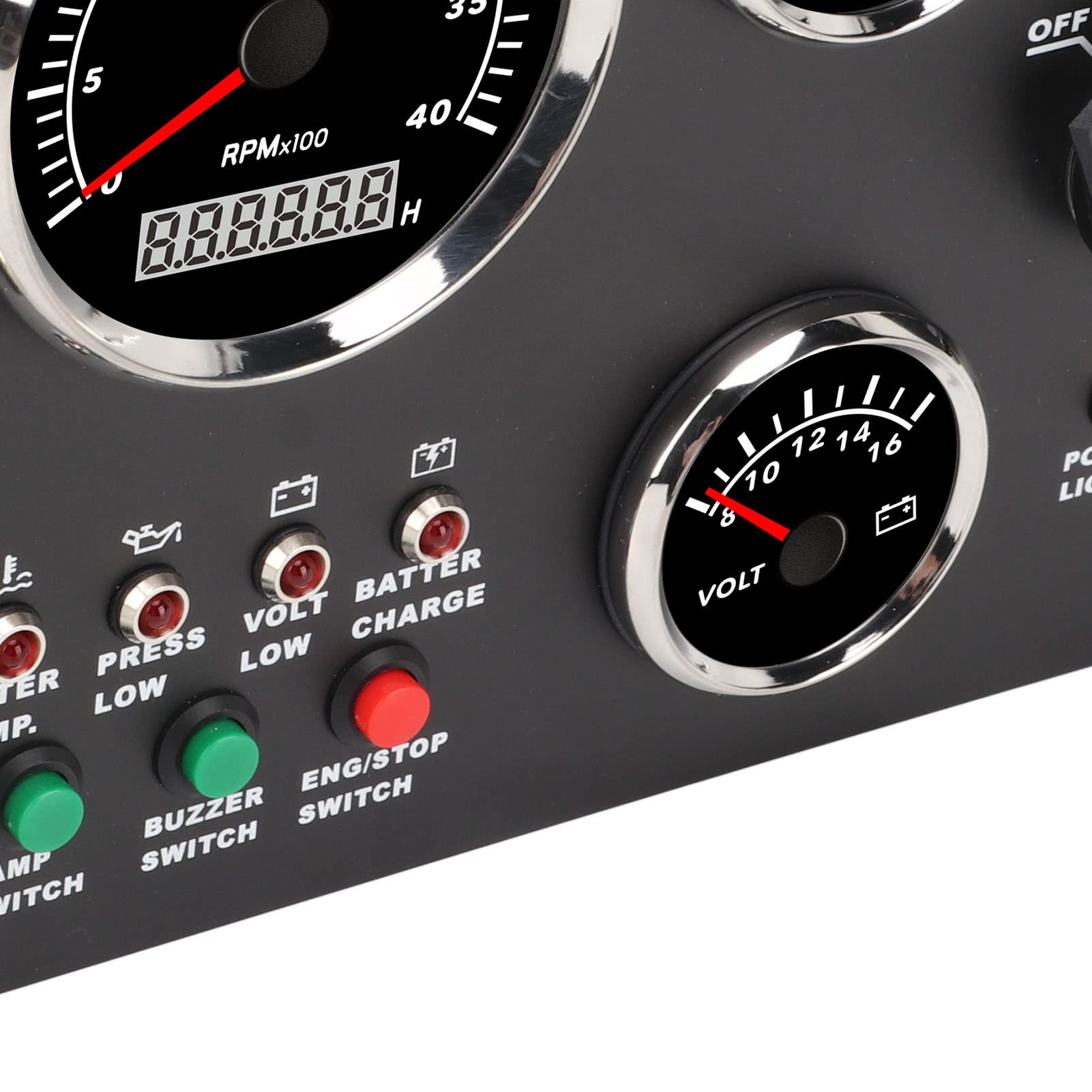 Panel de instrumentos para barco, tacómetro, nivel de combustible, temperatura del agua, medidor de presión de aceite, voltímetro, 5 medidores de tablero con retroiluminación