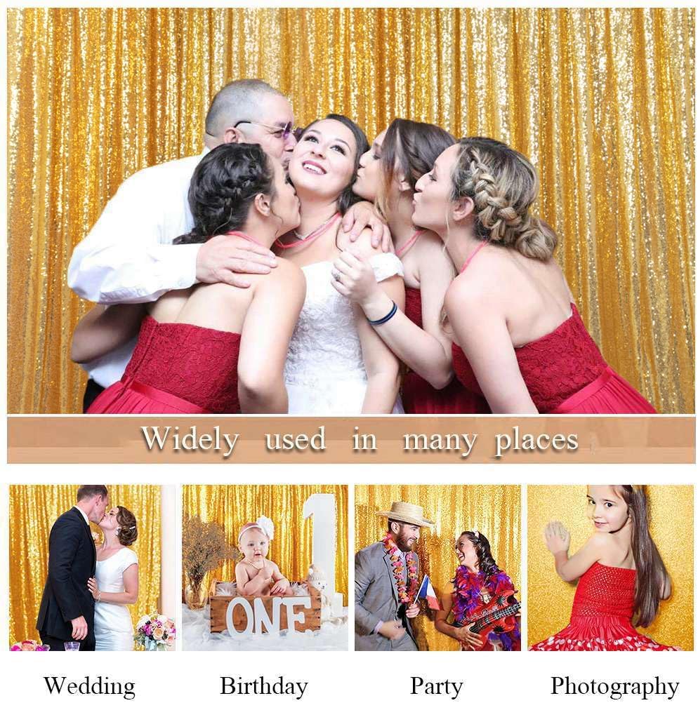 ShinyBeauty Gold Sequin Backdrop 7FTx7FT Wedding, Birthday, Stage, Studio Decor