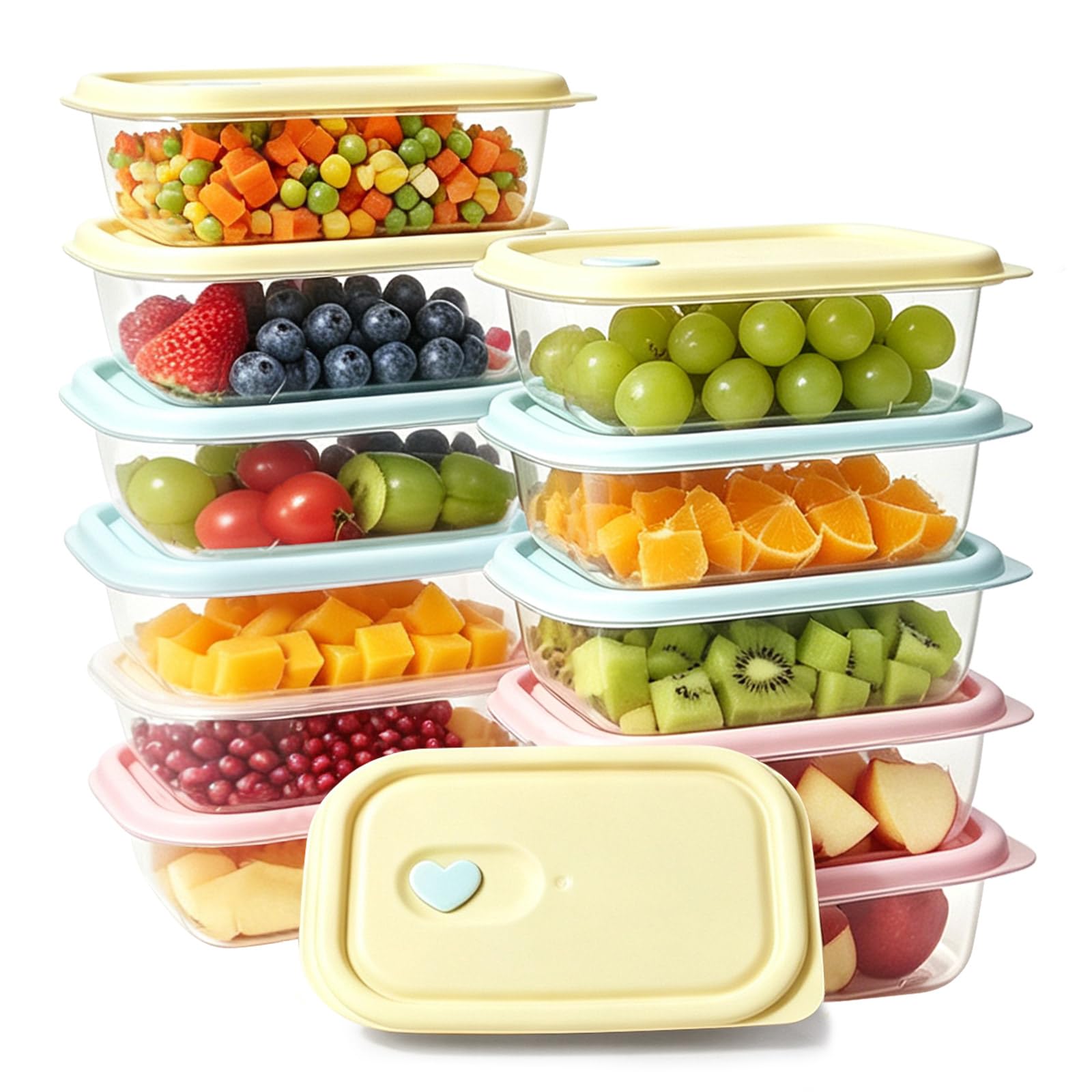 Surflyee 12PCS Small Plastic Food Containers with Lids, 250ML Sauce Pots