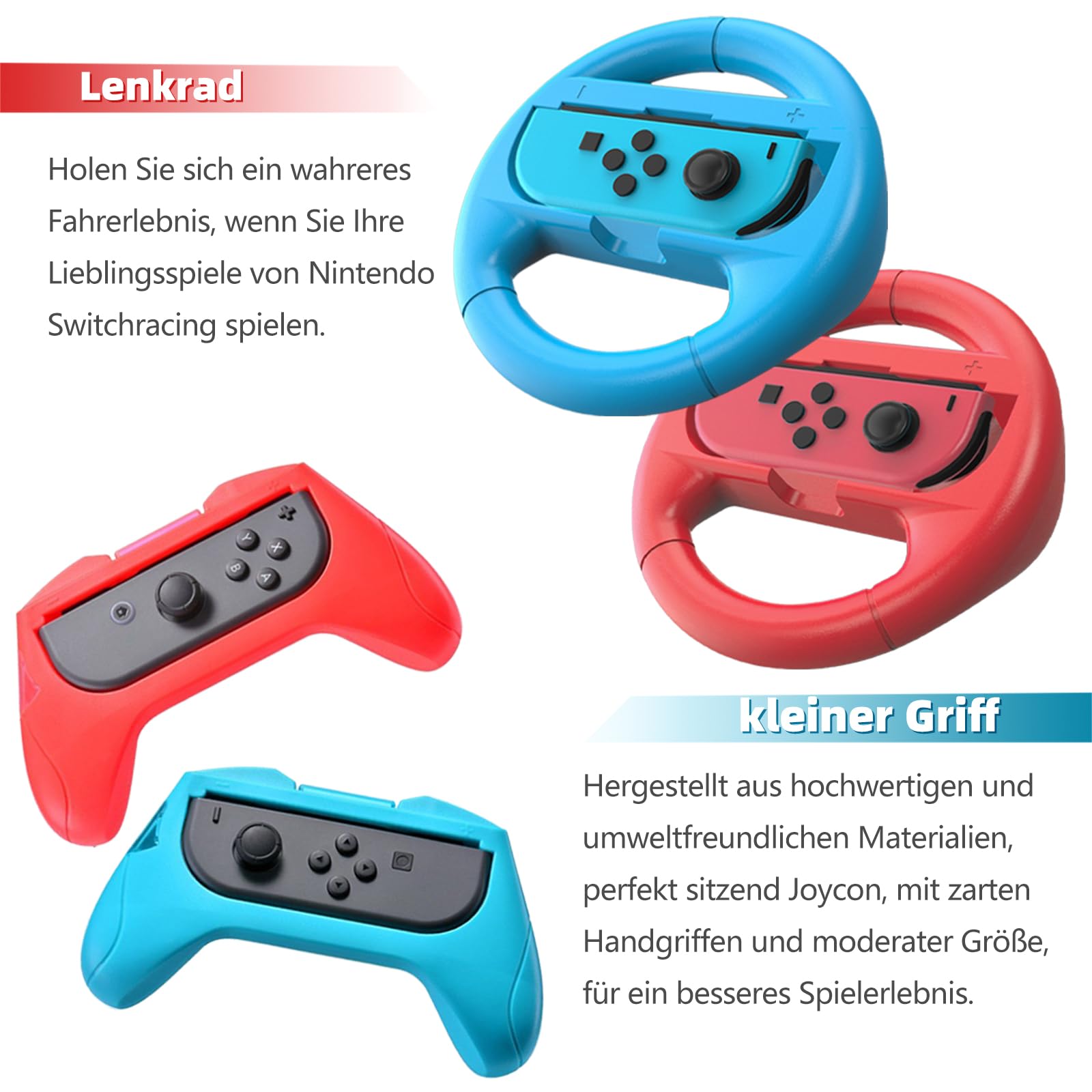 18 in 1 Switch Zubehör Für Nintendo Switch Spiele, Inklusive Gehäuse, Bildschirmschutz, Joycon-Griffe und Räder zur Spielerfahrungsoptimierung.