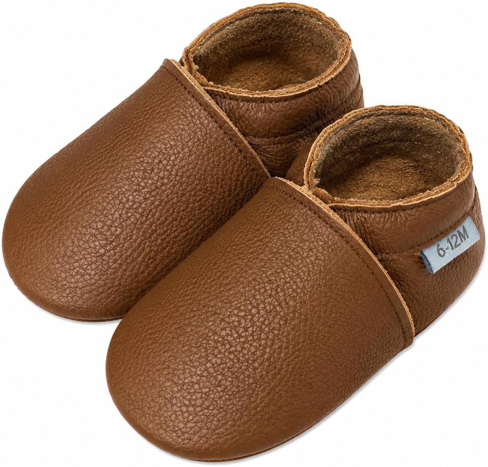 Leather Baby Shoes Boys Girls Moccasins Infant Toddler Slippers Soft Sole Anti-Slip Baby Walking Crib Shoes