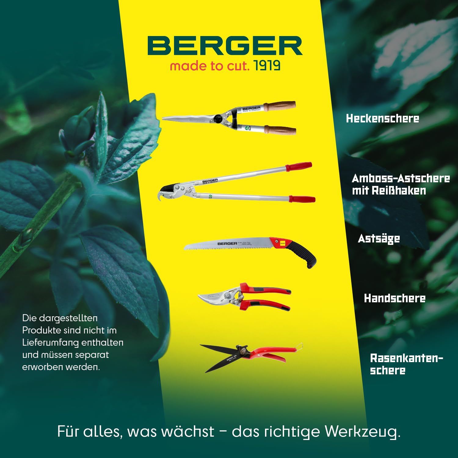 Berger I Bügelsäge 69042 mit Buchenholzgriff und stufenlos drehbarem Sägeblatt I Länge 35 cm I mit Schnellspannung I Baumsäge Handsäge I Astsäge I Made in Germany
