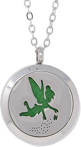 Miniatura 1 de Difusor de aceite esencial de aromaterapia de acero inoxidable con medallón magnético plateado, collar de cadena de 2 tamaños, almohadillas de