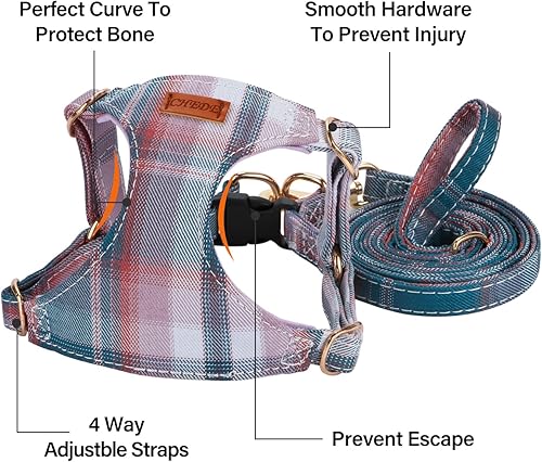 Miniatura 72 de CHEDE No Pull Floral Pattern Dog Harness - Lightweight and Soft, Adjustable Small Dog Harness Set with Leash, Suitable for Puppy to Medium-Sized Dog