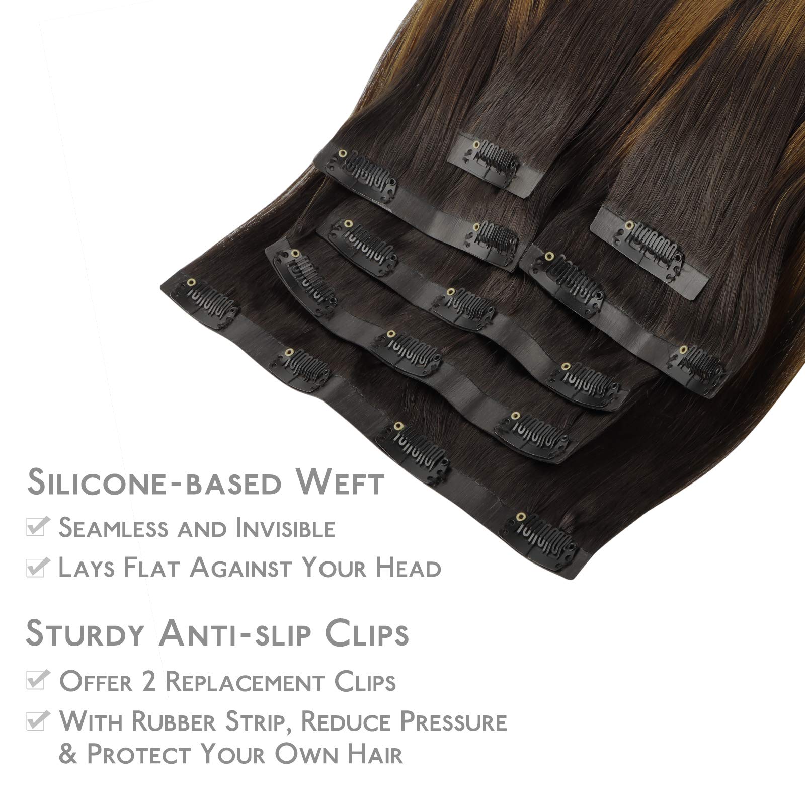 WENNALIFE Clip in Hair Extensions Human Hair 16 Inch 120g 7pcs Dark Brown Hair Extensions Clip in for Women Real Human Hair Double Weft Rallonge Cheveux Humain Extension Real Hair Extensions — view 352