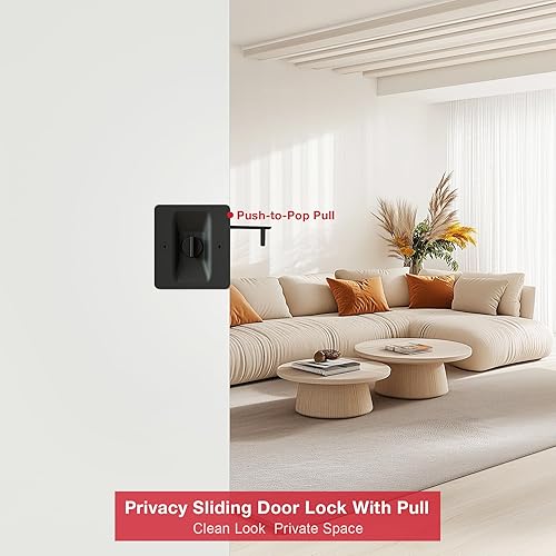 Miniatura 2 de Cerradura de puerta de bolsillo negro mate, paquete de 2 manijas de puerta de bolsillo de privacidad, manijas de bolsillo para puerta corrediza con