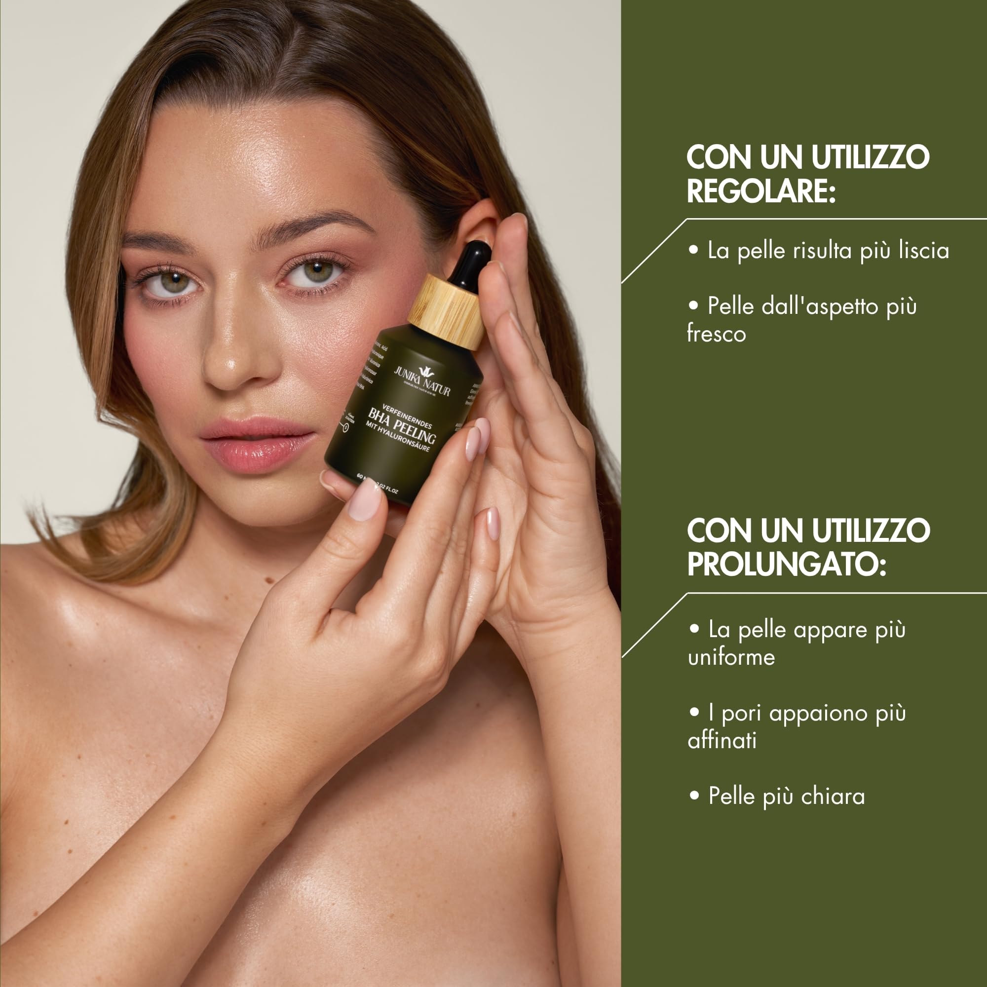 Peeling BHA con Acido Ialuronico 60 ml – Esfoliante Viso con Acido Salicilico Uomo e Donna – Minimizza i Pori – Contro Imperfezioni e Punti Neri – Affina la Pelle – Vegano