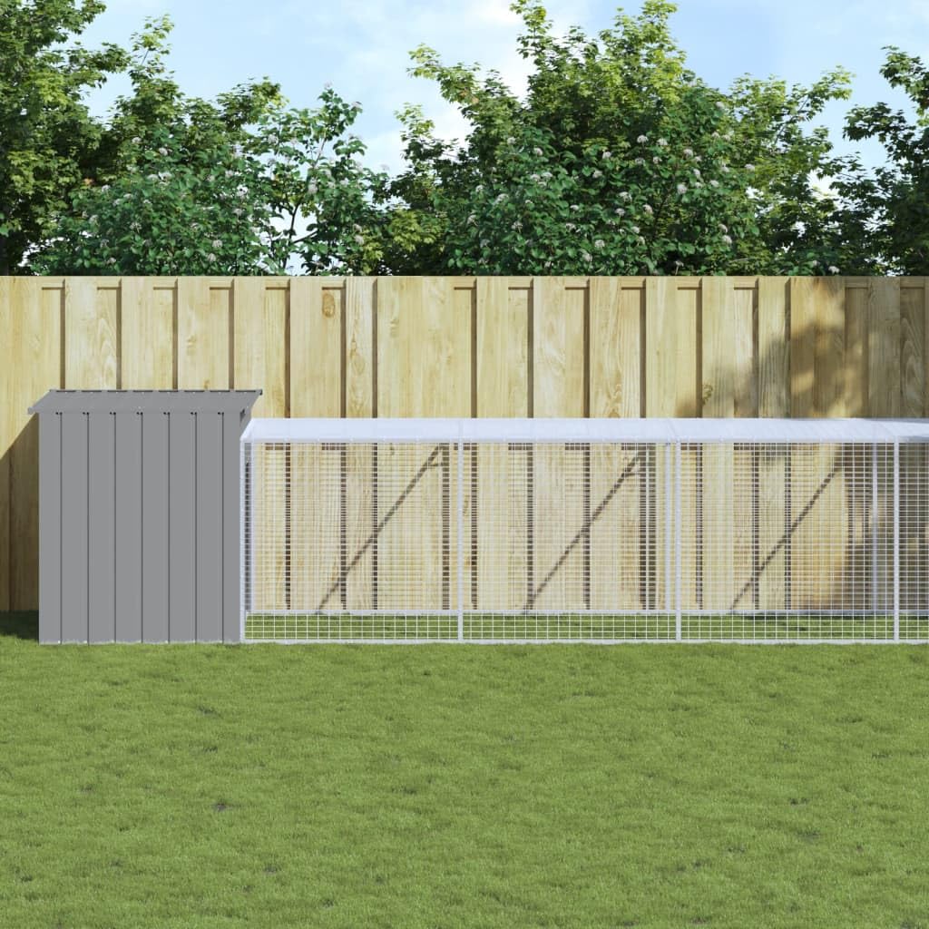 BaraSh Pollaio Area Corsa Grigio Chiaro 110x1221x110cm Acciaio Zincato,Pollaio Area Corsa,Pollai e Gabbie,Pollaio per Galline da Esterno(SPU:3189098)