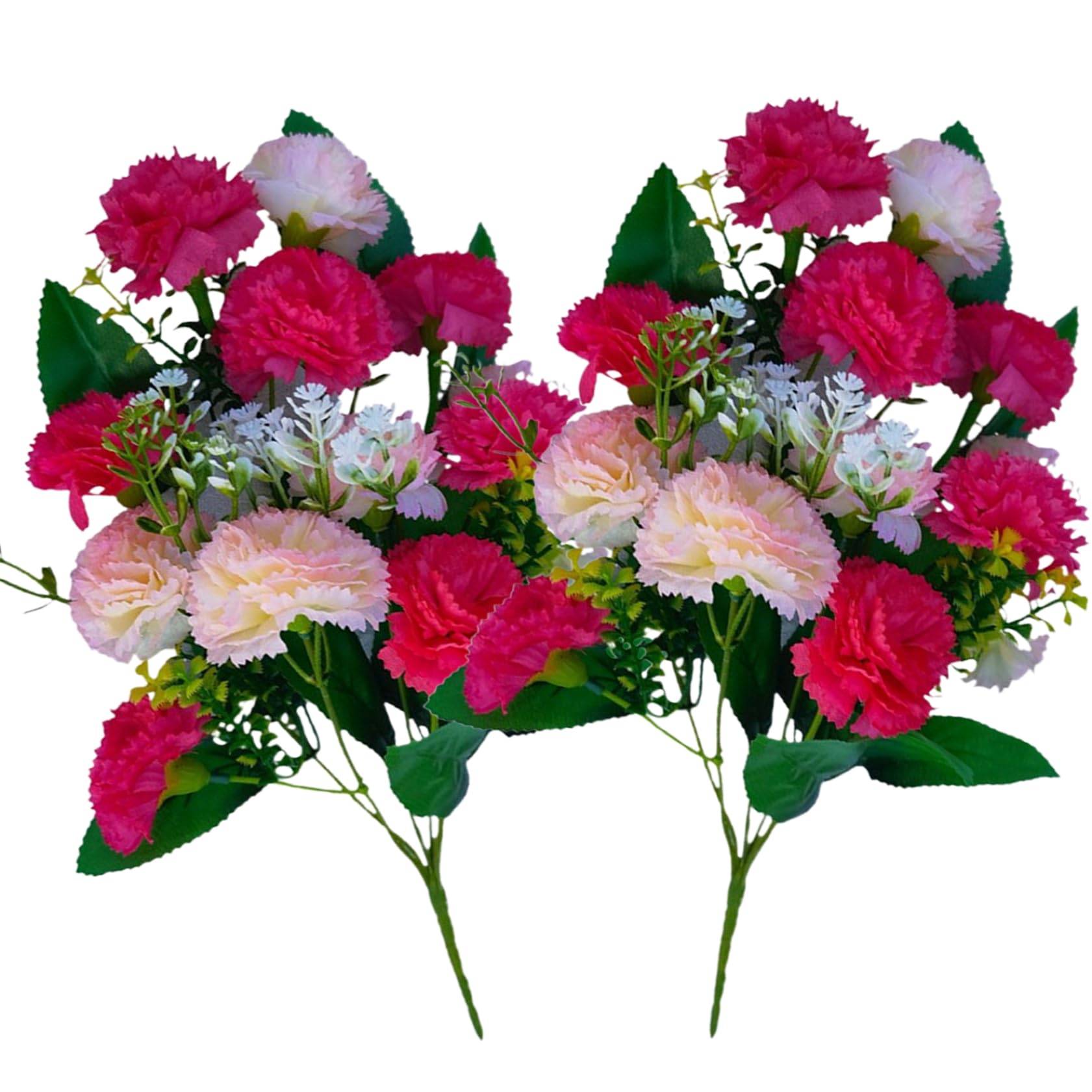 CAKEEYUM Artificial Flowers 2 Bunches Carnation Flowers Bouquets 14'' Spring, Artificial Carnation Flower for Floral Arrangements Anniversary Wedding Decor, Flowe