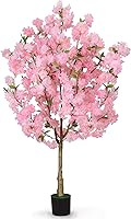 OUSHENG 4FT Artificial Cherry Blossom Tree - Realistic Faux Pink Sakura Flowers for Indoor Living Room Bedroom Office Home Decor