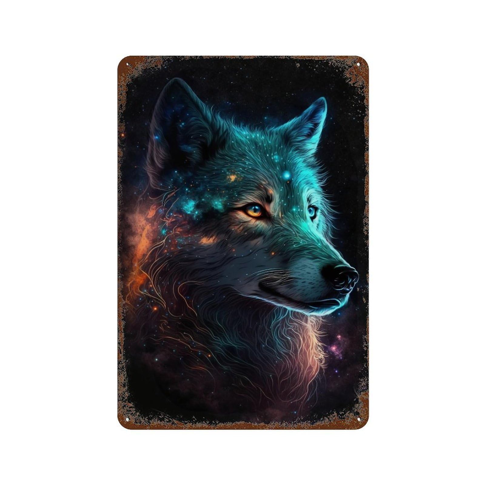 Cosmic Wolf Portrait-15 Retro Metal Sign 11.8"x7.9", Ideal for Basement, Hobby Room And Garage Decor