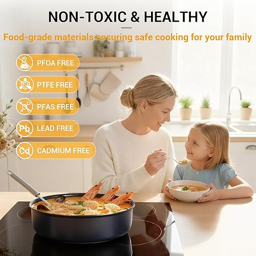 Miniatura 3 de Ammeloo 21pcs Ceramic Pots and Pans Set Non Stick with Detachable Handles and Egg Frying Pan & 21 Pcs Pots and Pans Set with 3 Frying Pans