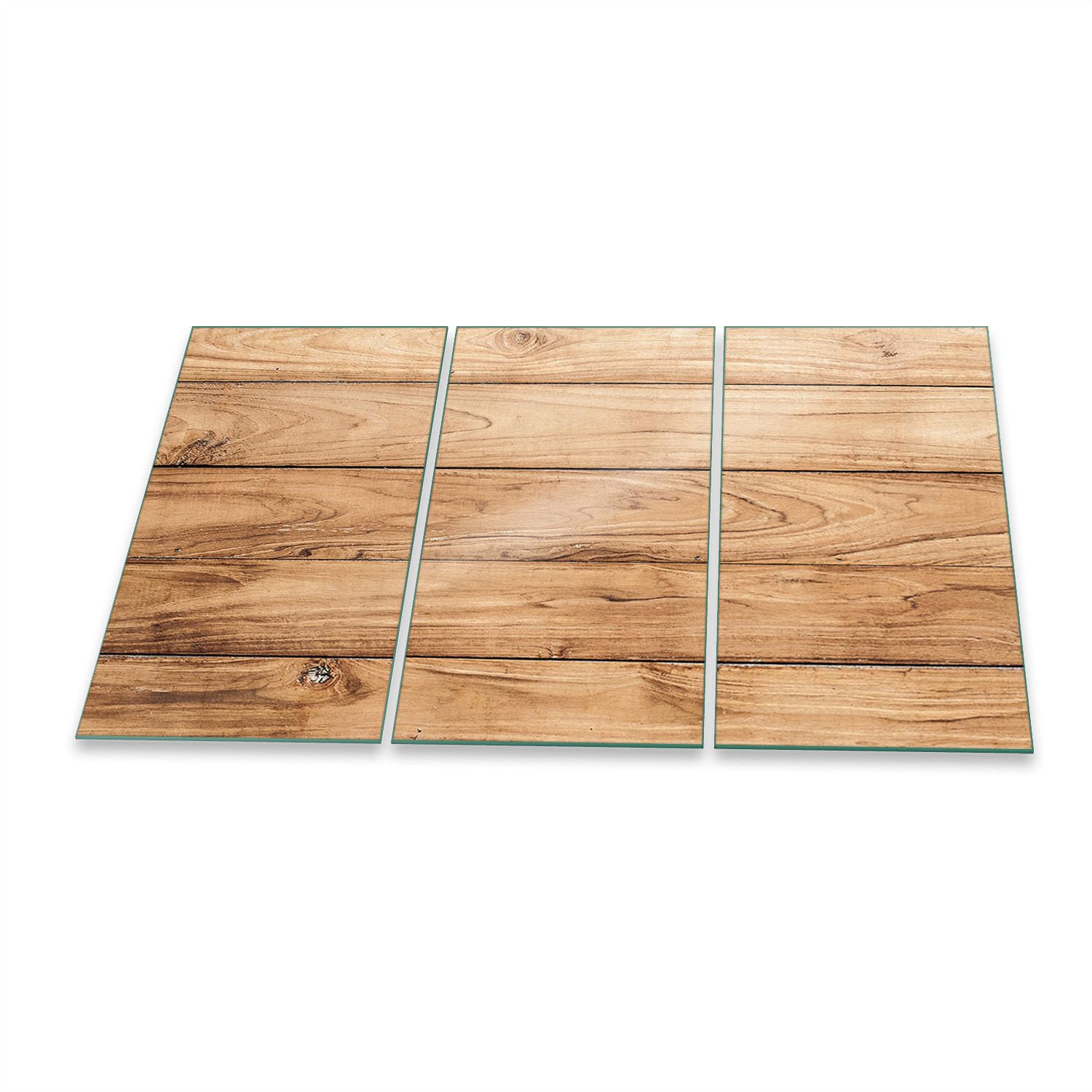 Herdabdeckplatte Abdeckung Ceranfeld Abdeckplatte Schneidebrett 3-Teilig 90x52 Holz Bretter Braun Spritzschutz Glasplatte Ceranfeldabdeckung Schutz Herdschutz Sicherheitsglas Glasschneidebrett 3x30x52