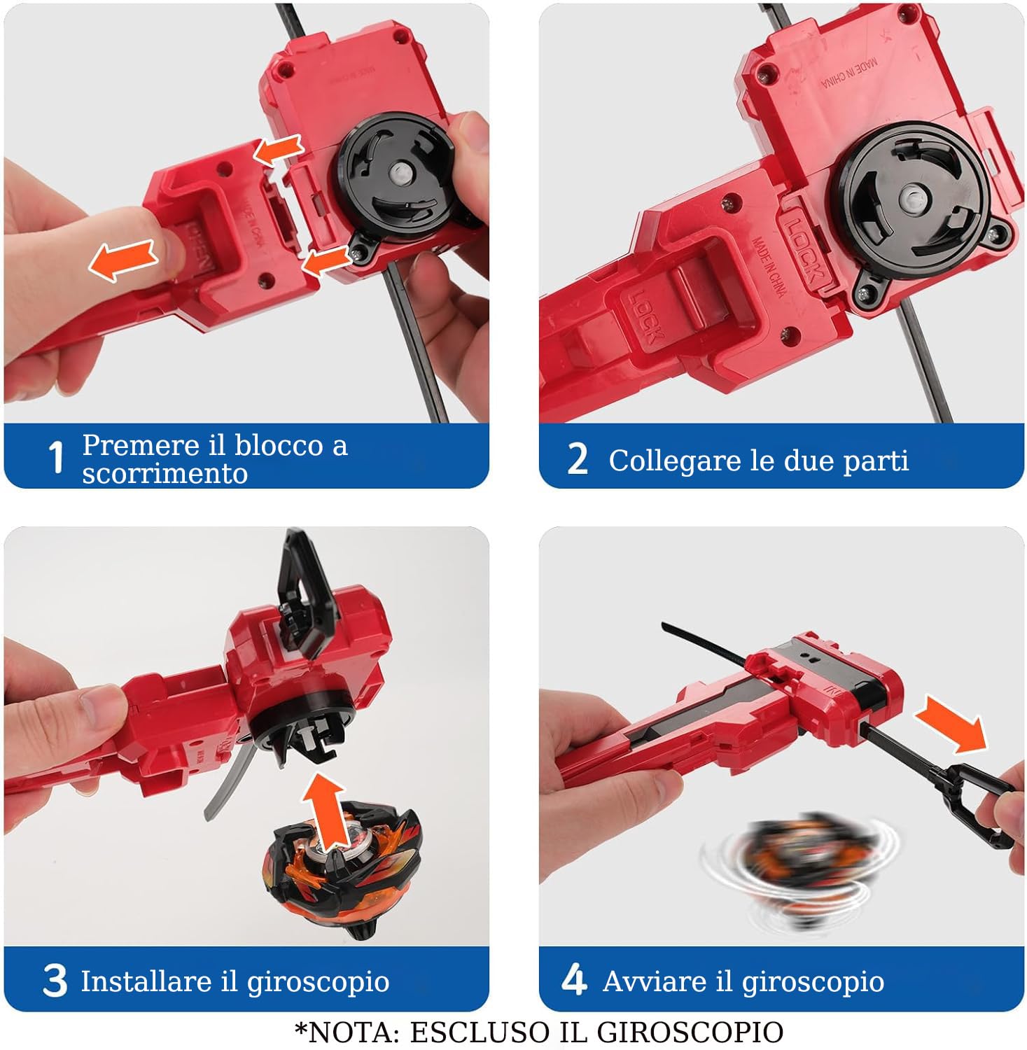 2 lanciatori per trottole X con impugnatura, Battle Spinner Starter Set, lanciatore di trottole da battaglia, Battle Spinner Starter, compatibile con le trottole della serie X, set nero rosso