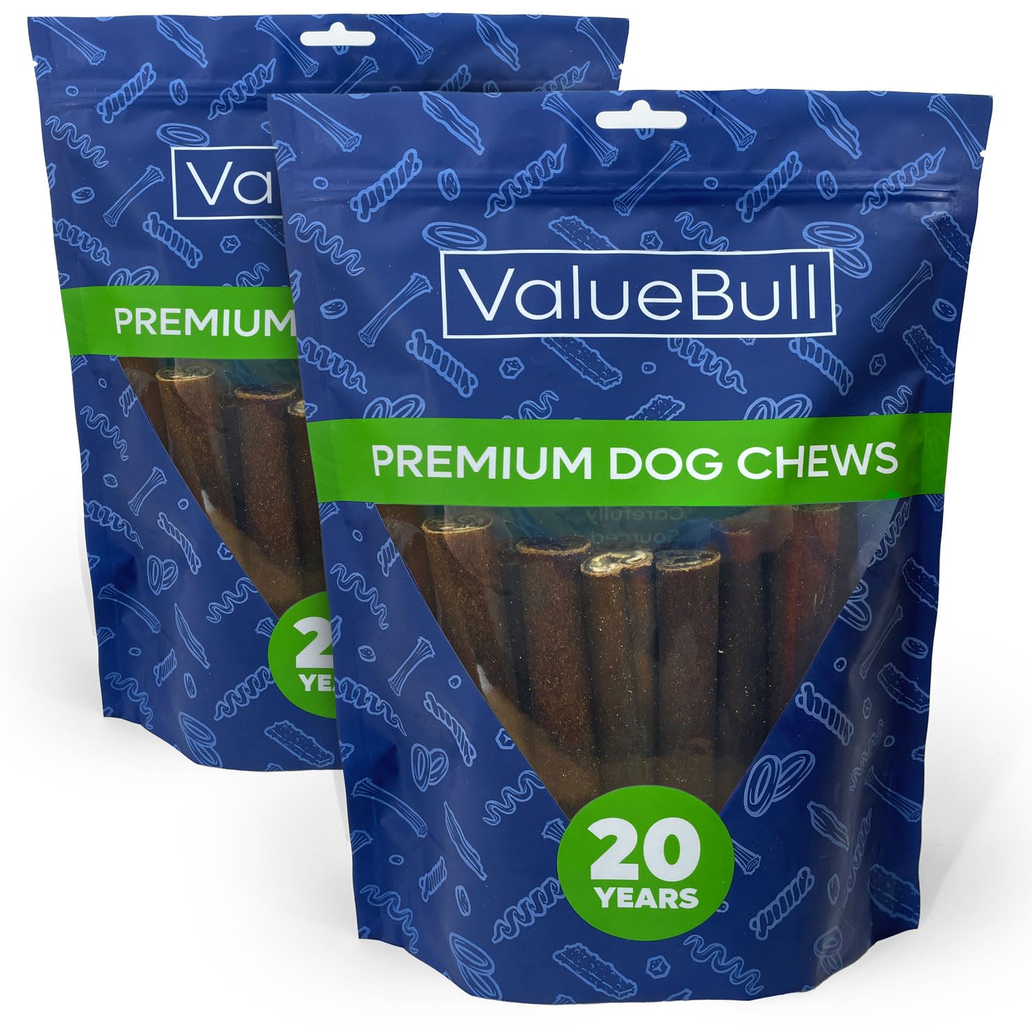 ValueBull Collagen Sticks for Dogs, 6 Inch Jumbo Chews, Natural Long-Lasting Dog Treats, 50 Count - Supports Joints, Skin & Coat with Chondroitin &