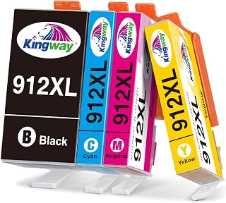 KINGWAY 912XL Ink cartridges for HP 912 912XL Ink Cartridges Black Cyan Magenta Yellow for HP OfficeJet pro 8024 8020 8022 8010 8012 8015 8025 8017 8014 8023 Printer, Multipack of 4