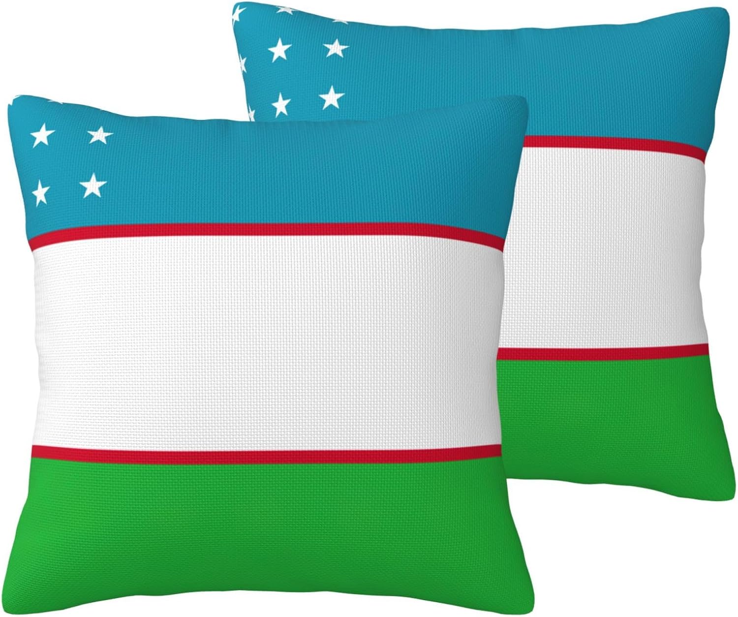 Flag of The Republic of Uzbekistan Imitation Linen Pillowcase -2 Sets, Fashionable Home Decoration, Used for Sofas, Gardens, beds