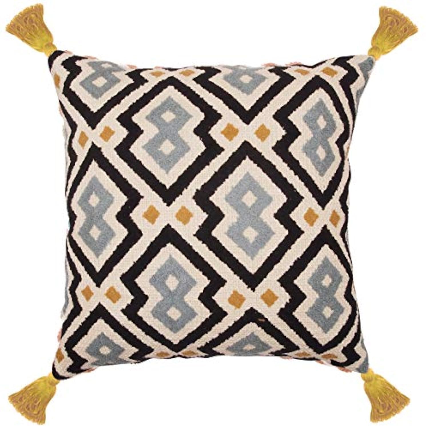 Cotton Cushion Covers 16x16. Embroidered Decorative Pillow. Set of 2 (Desing01, Multi Color - 1)