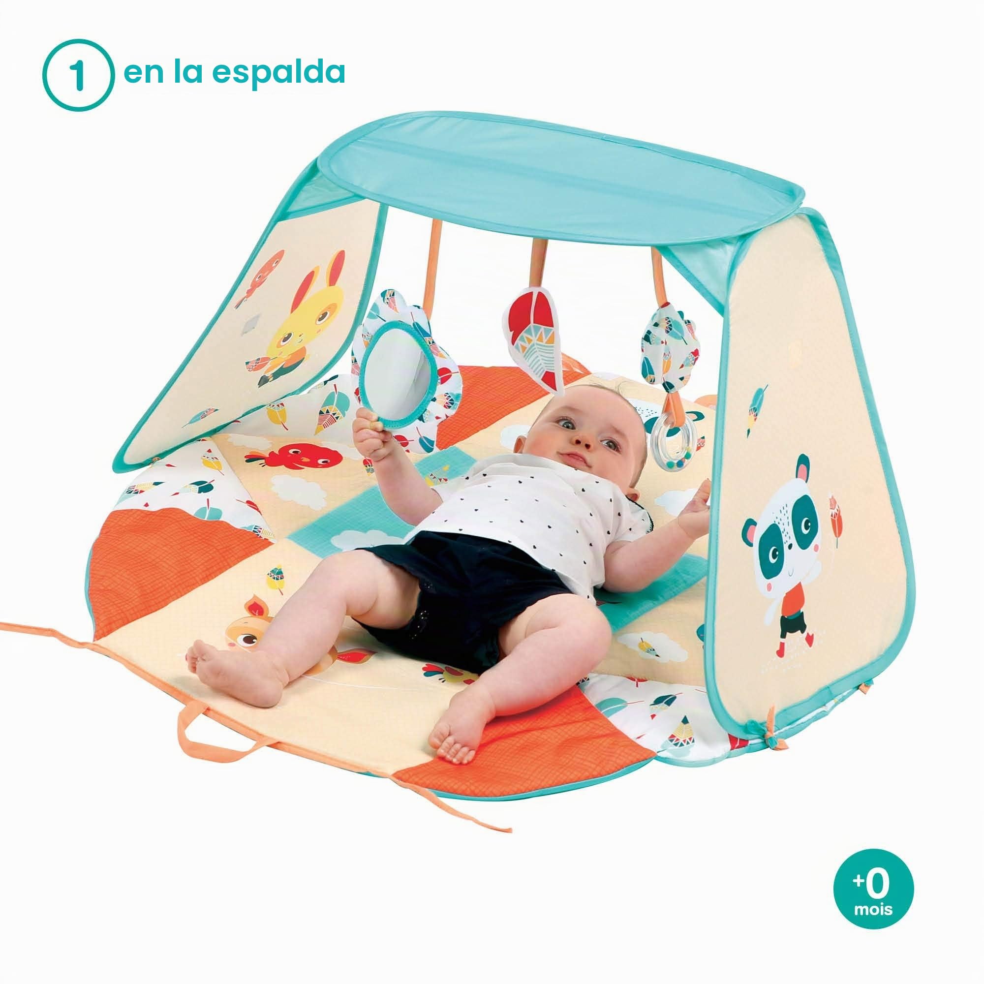 Ludi modulable, 3 Posiciones, Actividades, Alfombra de estimulación y Zona de Juego, Desarrollo de la motricidad, a Partir de 0 Meses, Multicolor, 1 Unidad (Paquete de 1) (JBM 20011)