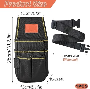 Tool Belts for Men, Durable Tool Belt Pouch with Adjustable Belt, Compact Small Tool Bag for Carpenters and Gardening, 26 x 13 cm