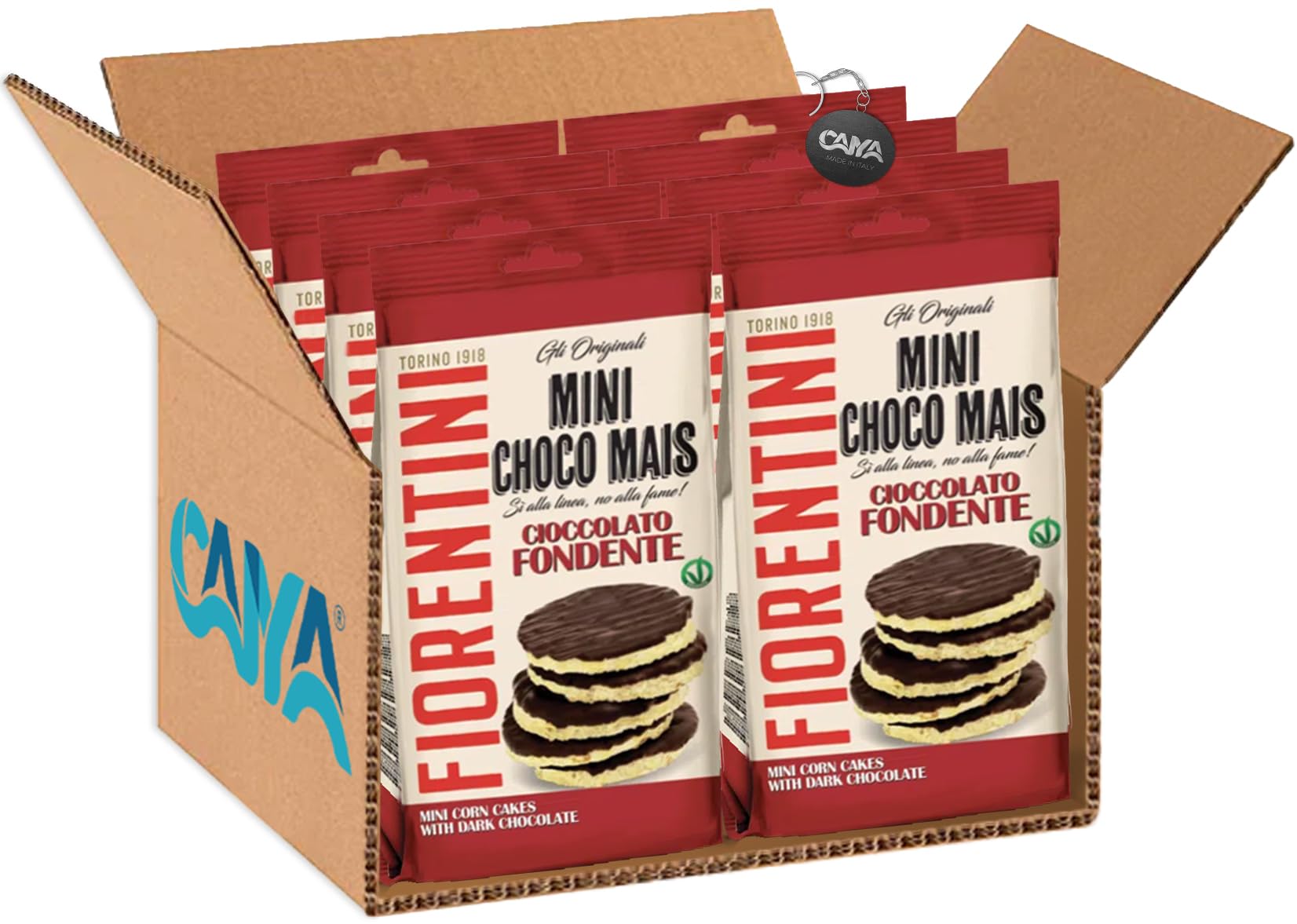 Fiorentini Mini Choco Mais Gallette di Mais con Cioccolato Fondente Senza Glutine (Gluten Free) 60g [CAIYA® BOX da 8 Confezioni]
