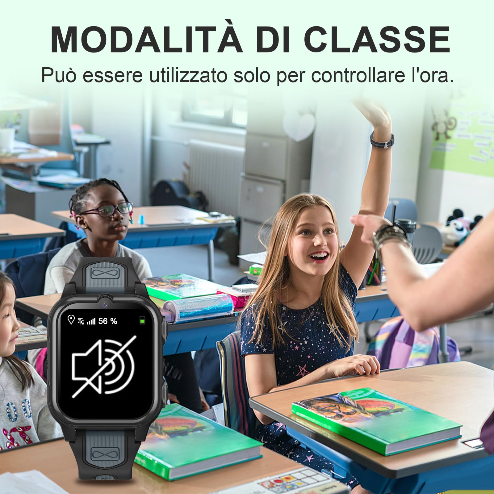 Orologio Intelligente per Bambini 4G Smartwatch Telefon Impermeabile con WiFi GPS SOS Controllo Genitori Videochiamata SMS Modalità Classe Rifiuto Chiamate Sconosciute Sveglia pre Ragazzi e Ragazze