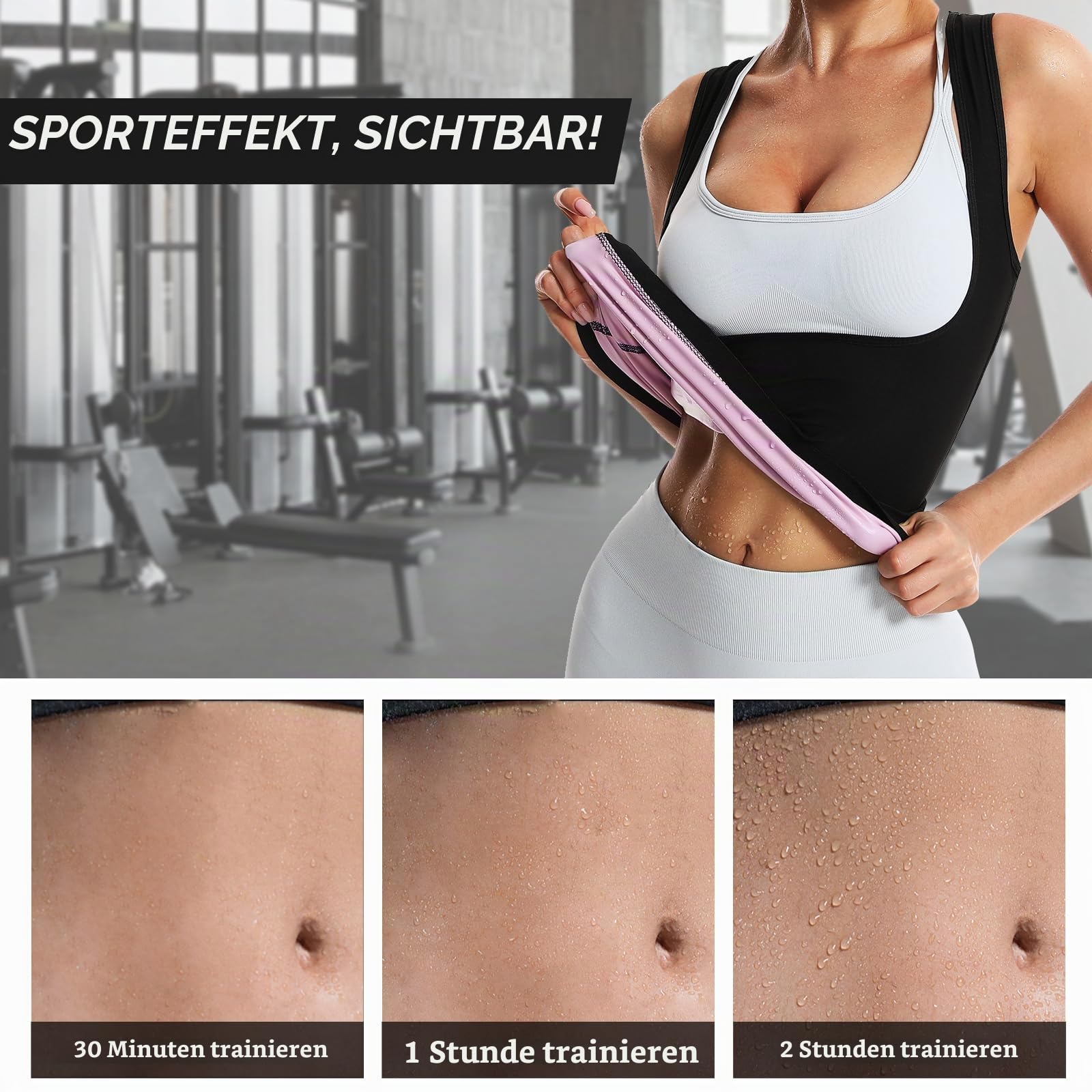 JBT Saunaanzug, Schweißweste für Damen, Gewichtsverlust, Taillentrainer, Schweißweste für Damen, Fitness, Bodyshaper, Weiß